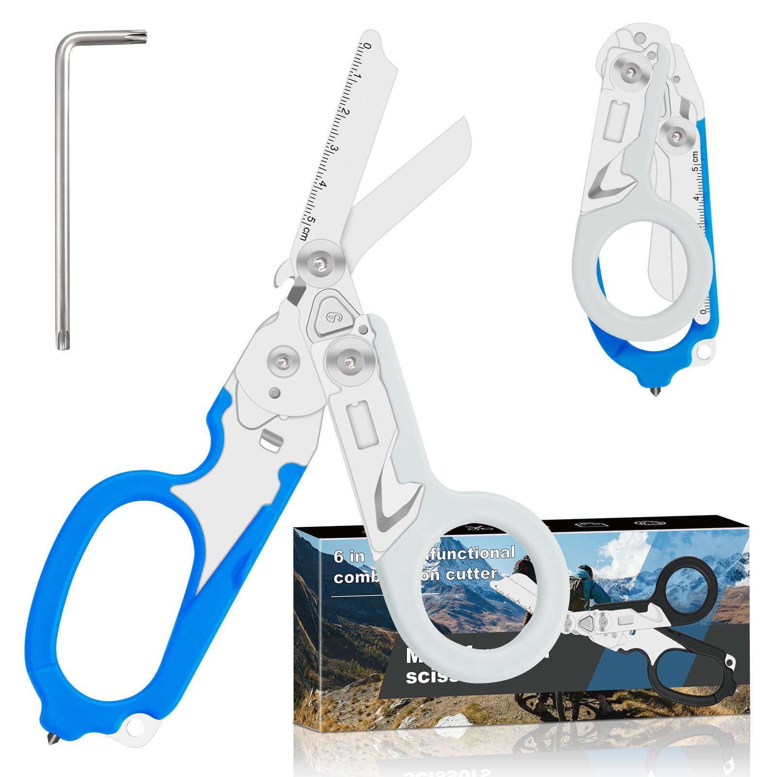 6-in-1 Heavy-Duty Emergency trauma shears (Blue grey)