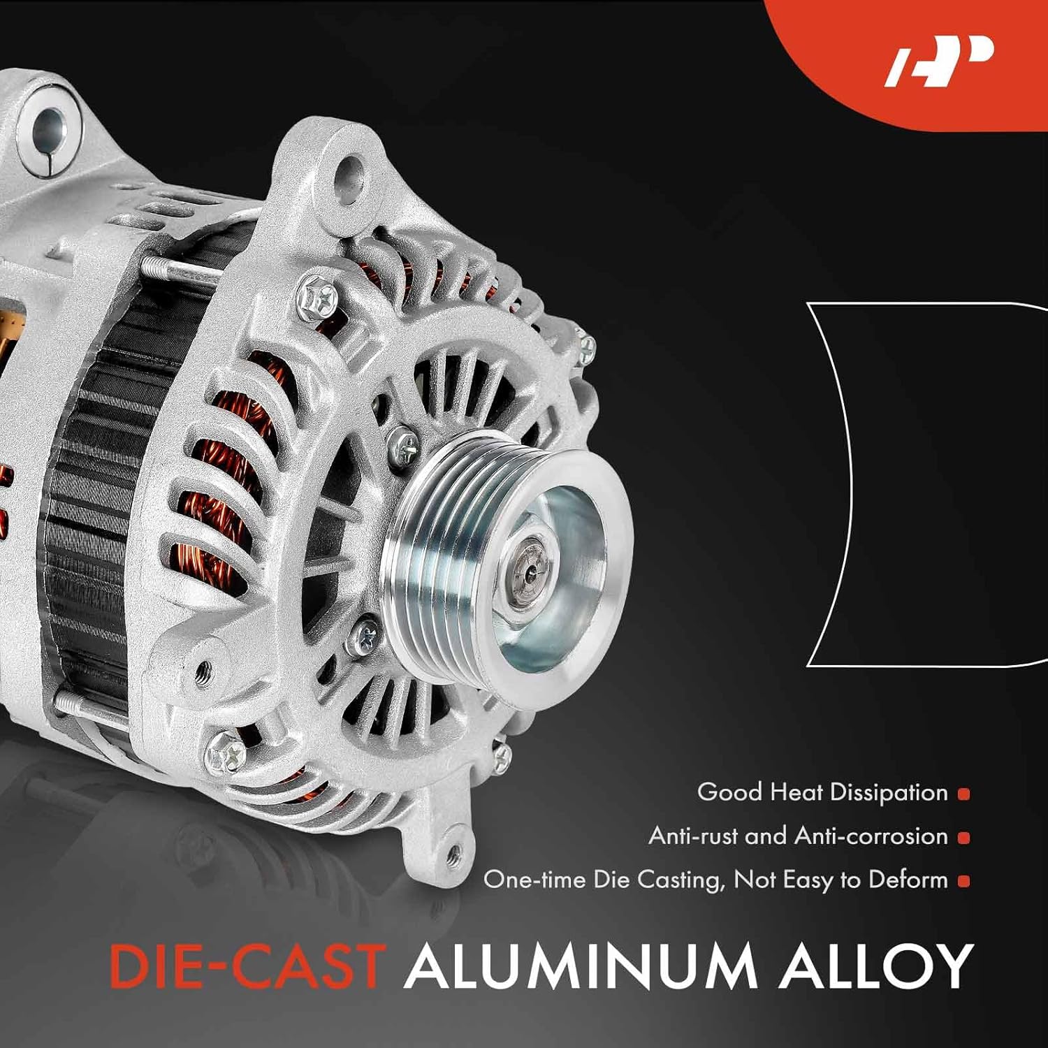 A-Premium Alternator Compatible with Infiniti Q50 2016-2022, Q60 2017-2021, 3.0L, 12V 150A 6-Groove Pulley Clockwise, Replace# 31004HK6A, A003TL0191