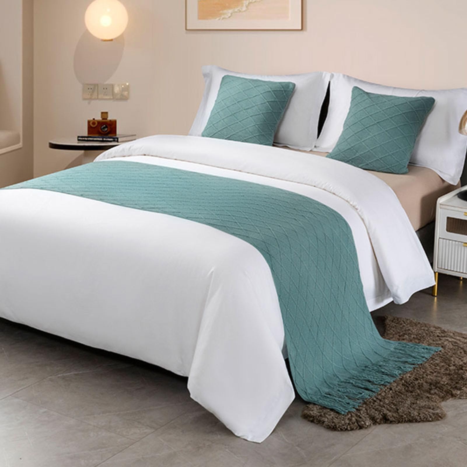 HFDJRWK Artistic Bedspreads Suitable for Bedrooms and Hotels Decorative Bed Scarves Bedding Sets(Green,60x180 cm)