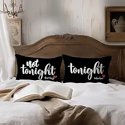 Presentes de chá de panela, capas de travesseiro 30,5 x 50,8 cm, presentes de noivado e aniversário de casamento, para noiva, esposa, lombar, fronhas para cama, quarto, preto