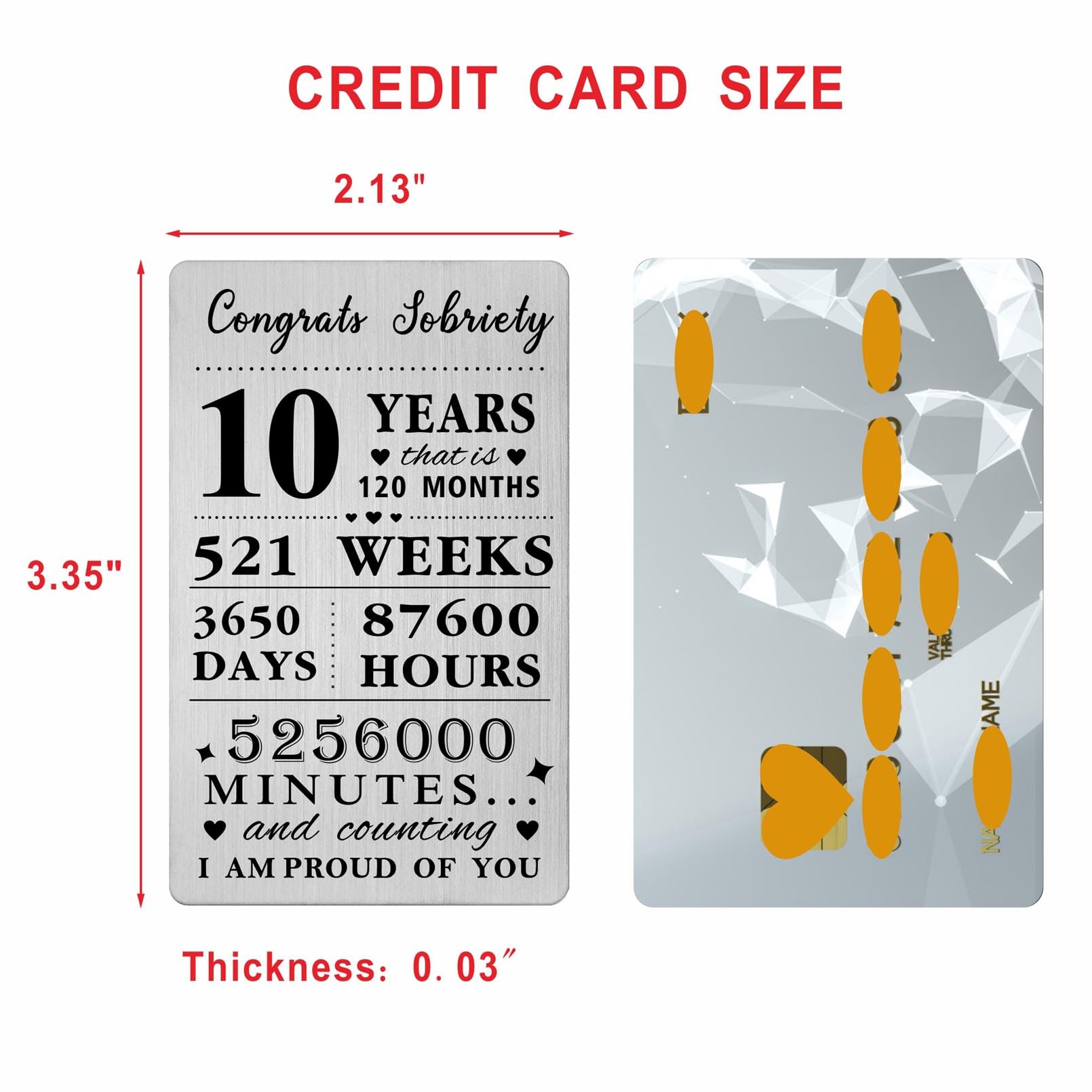 Gezxin 10 Year Sobriety Card Gifts For Men Women- Congratulations 10 Year Sober Wallet Insert Card for Him Her- Personalised Sobriety Ten Years Proud of You Presents - Image 2