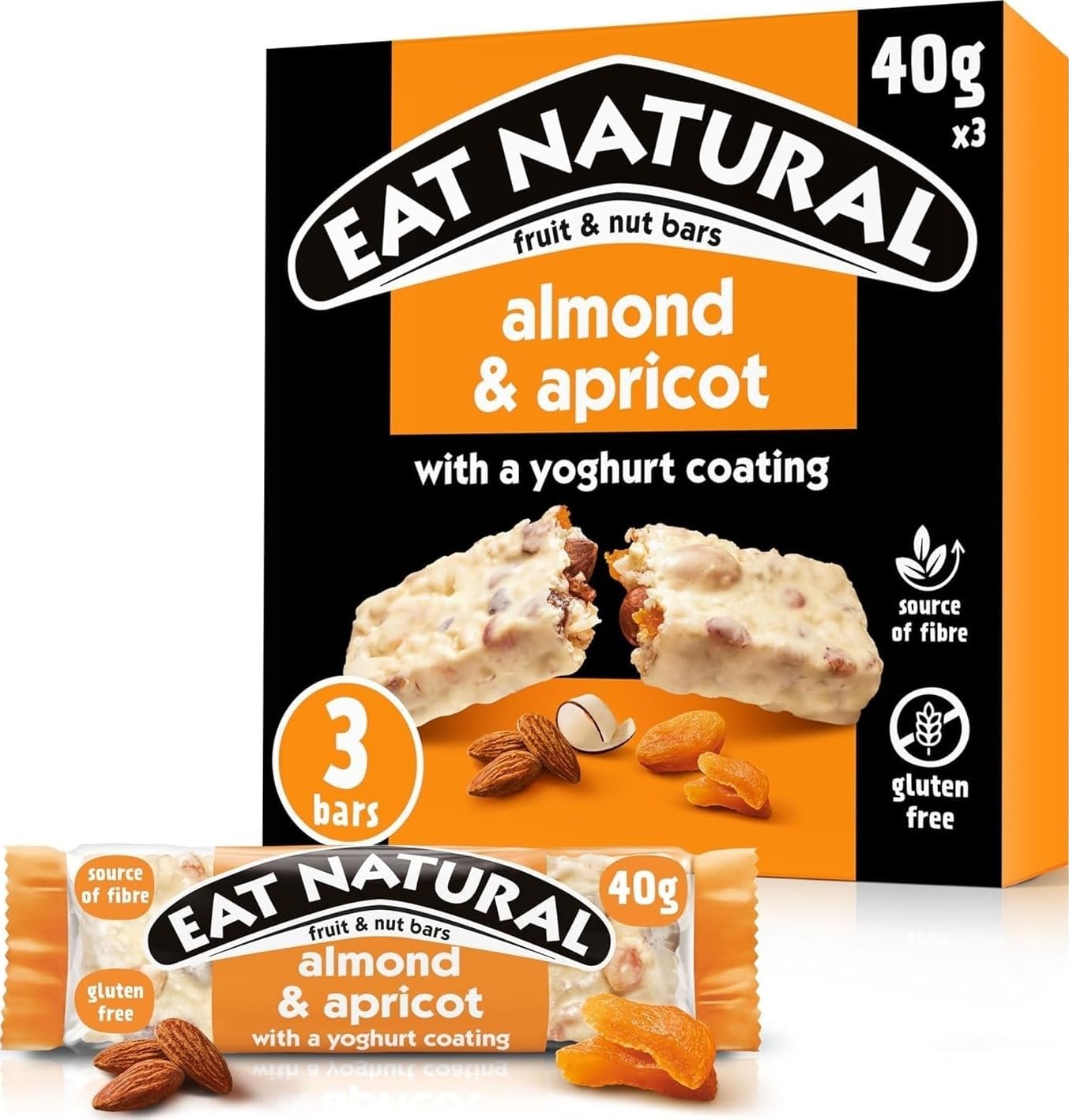 Eat Natural Fruit & Nut Bars, Almond & Apricot, 3 x 40g