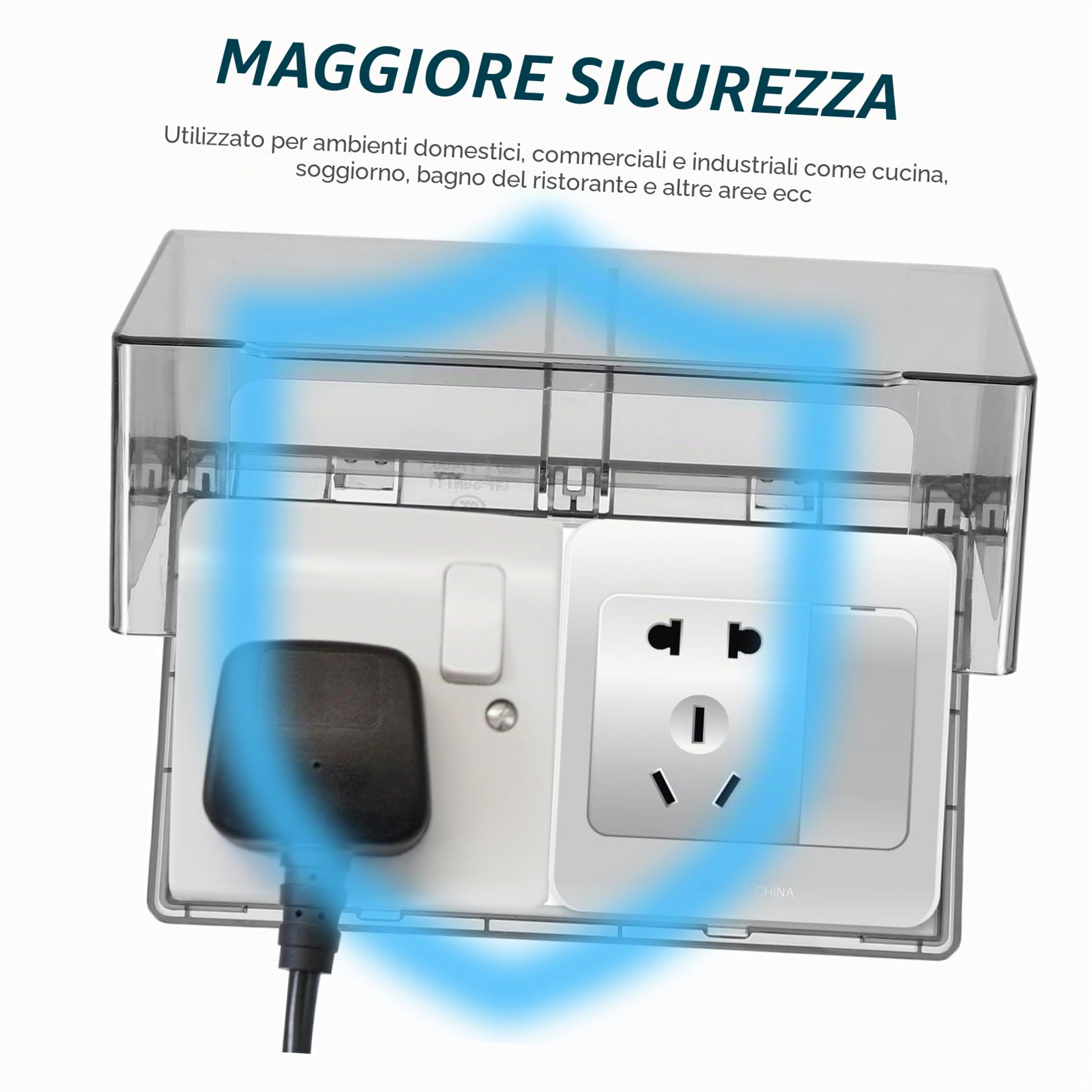 Cabilock Copertura Impermeabile Doppia Per Prese Esterne 2 Posti 4.76X4.76X7.94 Pollici Con Cerniera Protezione Sicurezza Per Bagno Ambienti Umidi