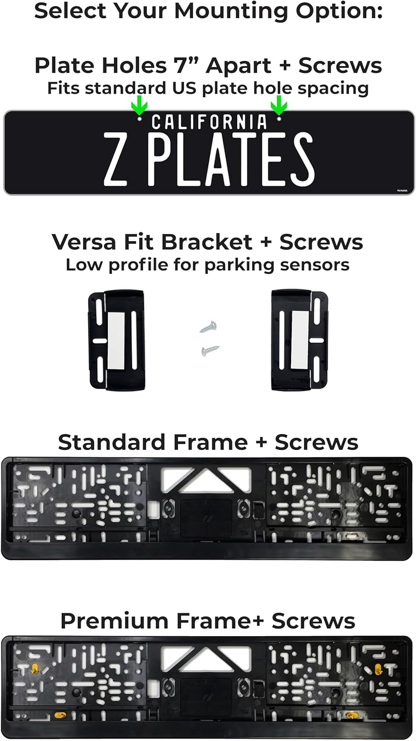 Custom California Legacy Euro-Style Black License Plate with White Ink