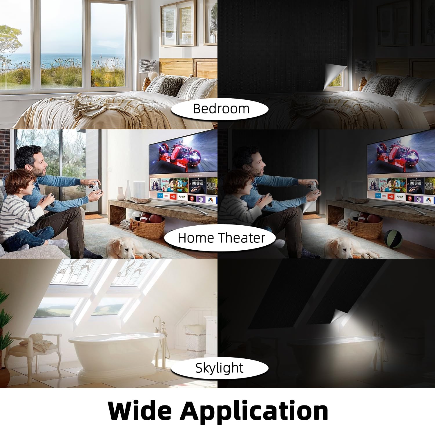 Qualsen 100% Blackout Blind 400x150cm, Portable Blackout Curtains Blackout Blinds Stick On - Image 4