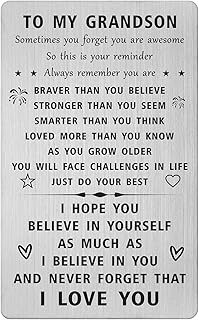 SOUSYOKYO I Love My Grandson Gifts, Inspirational Birthday Gift for Grandson, Personalized Graduation Wallet Card for Awesome Grandson, Christmas Present for Grandson from grandma or grandpa