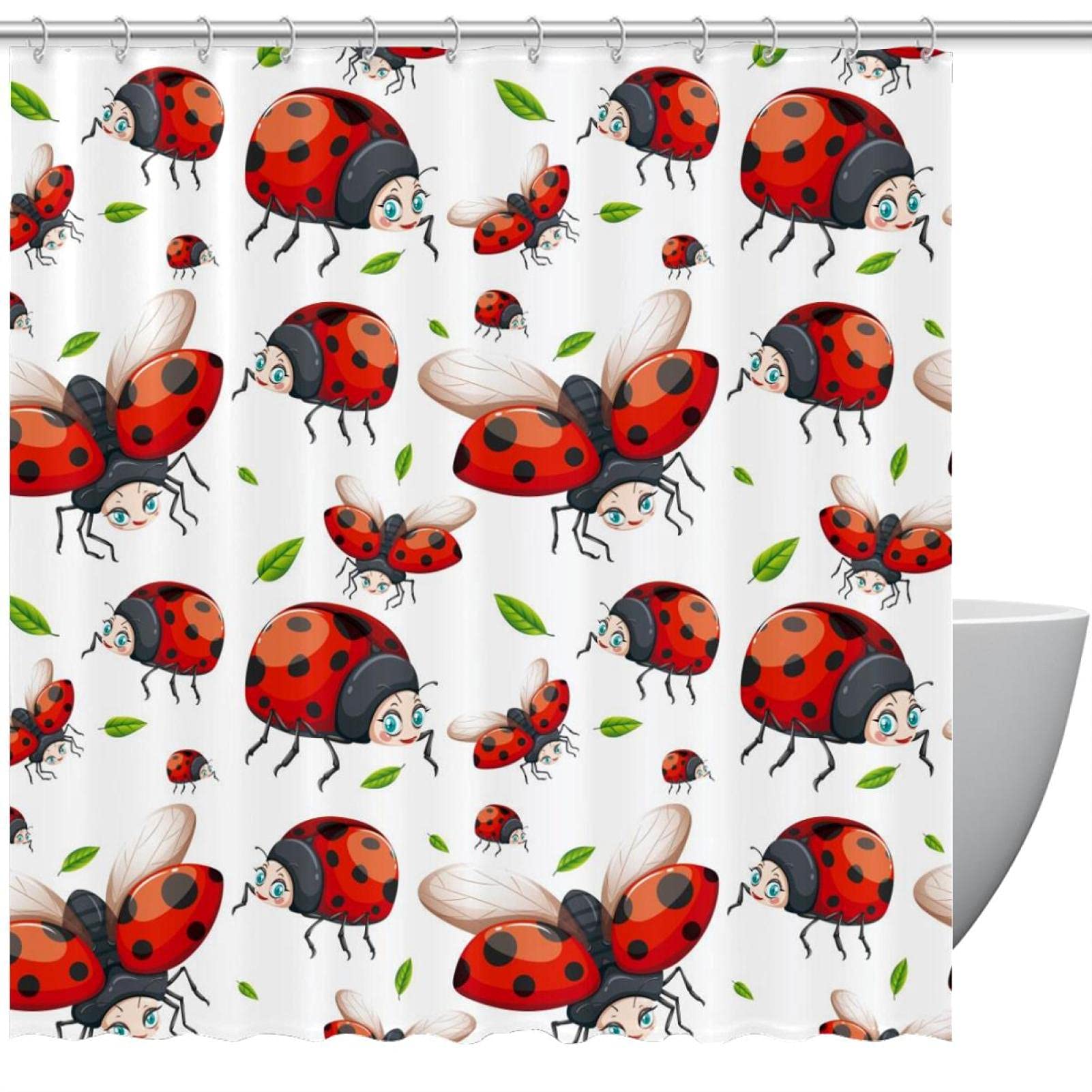Rideau de douche imperméable coccinelle 183x183 cm pour salle de bain