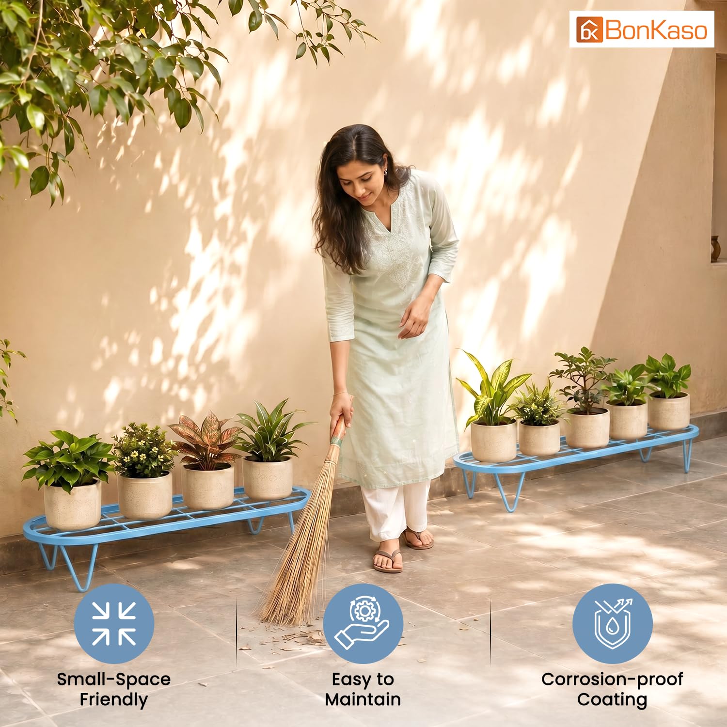 BonKaso Metal Plant Stands - 4 Pack, Outdoor & Indoor -6