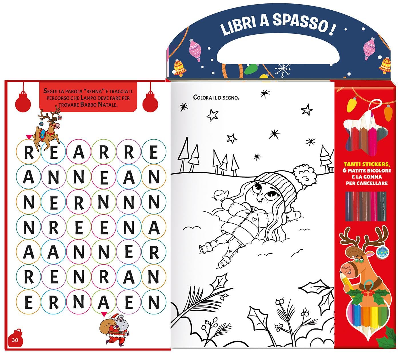 Evviva il Natale! Libri a spasso! Ediz. a colori. Con gomma. Con 6 matite bicolore