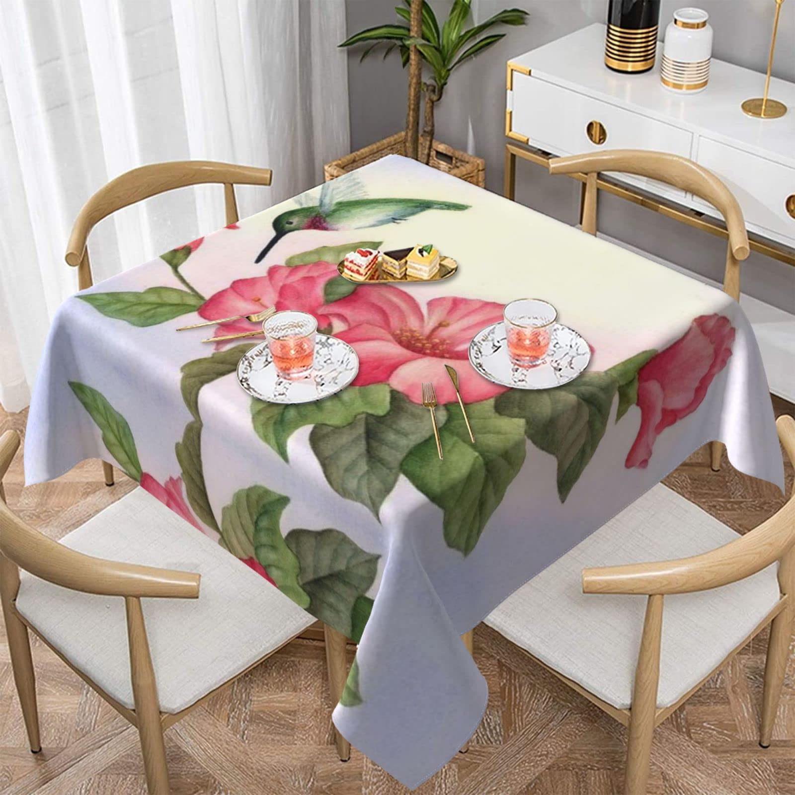 Nappe carrée colibri lavable pour repas de mariage et fêtes de famille