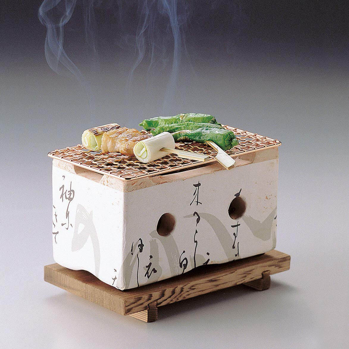 Yamako Table Top Japanese Yakiniku Yakitori Charcoal Grill, Traditional Earthware Hida Barbecue Cooker Stove 22×13cm M Size, Made in Japan 21526-21527-21528