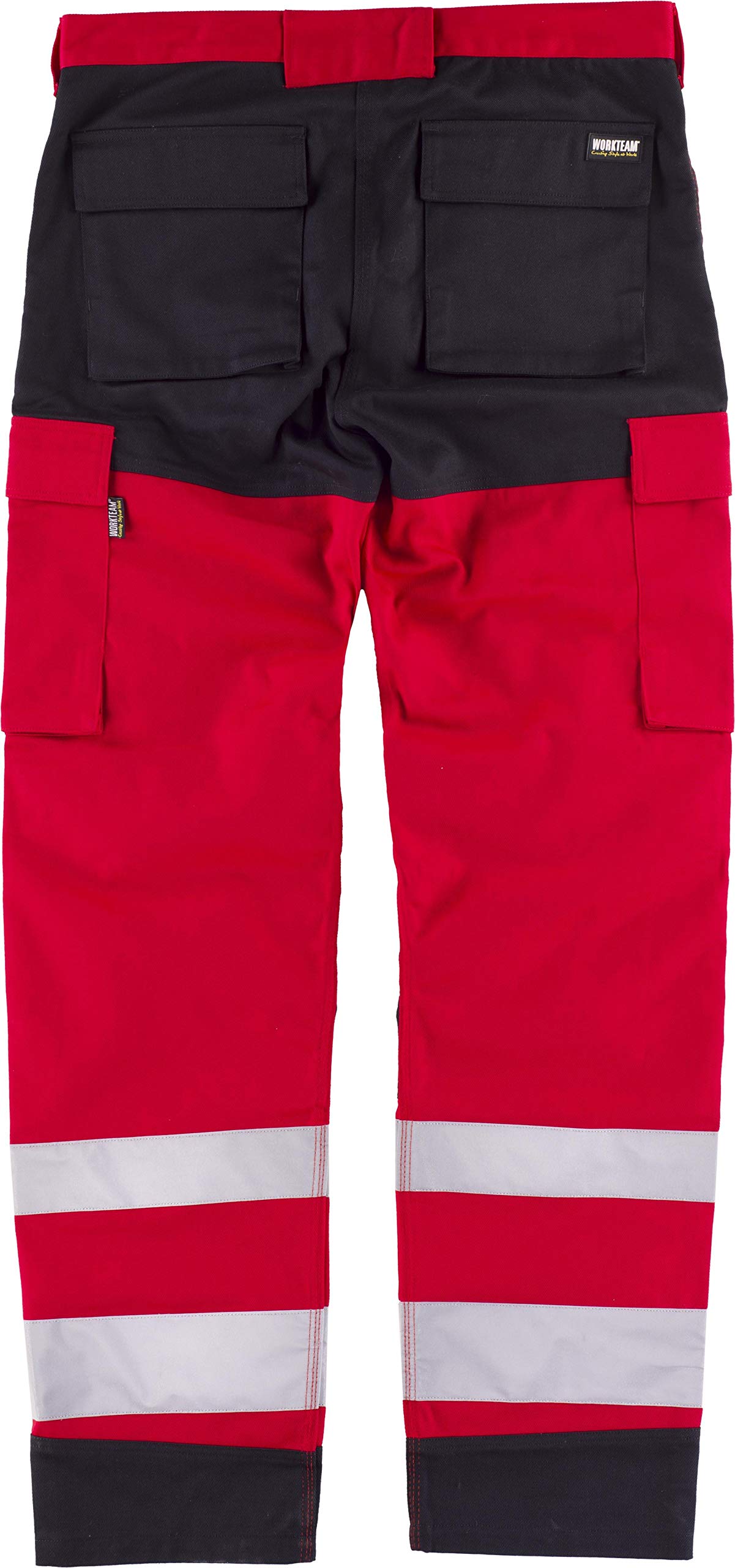Work Team Pantalón Combinado de Triple Costura y con Cintas Reflectantes. Dos Bolsos de Fuelle con Abertura Inclinada en los costados, un Bolsillo rel Hombre