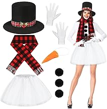 Adult Snowman Costume, Tutu Skirt Hat Scarf Carrot Nose Costume Christmas Costume for Women Adult Santa Costume Christmas Outfit