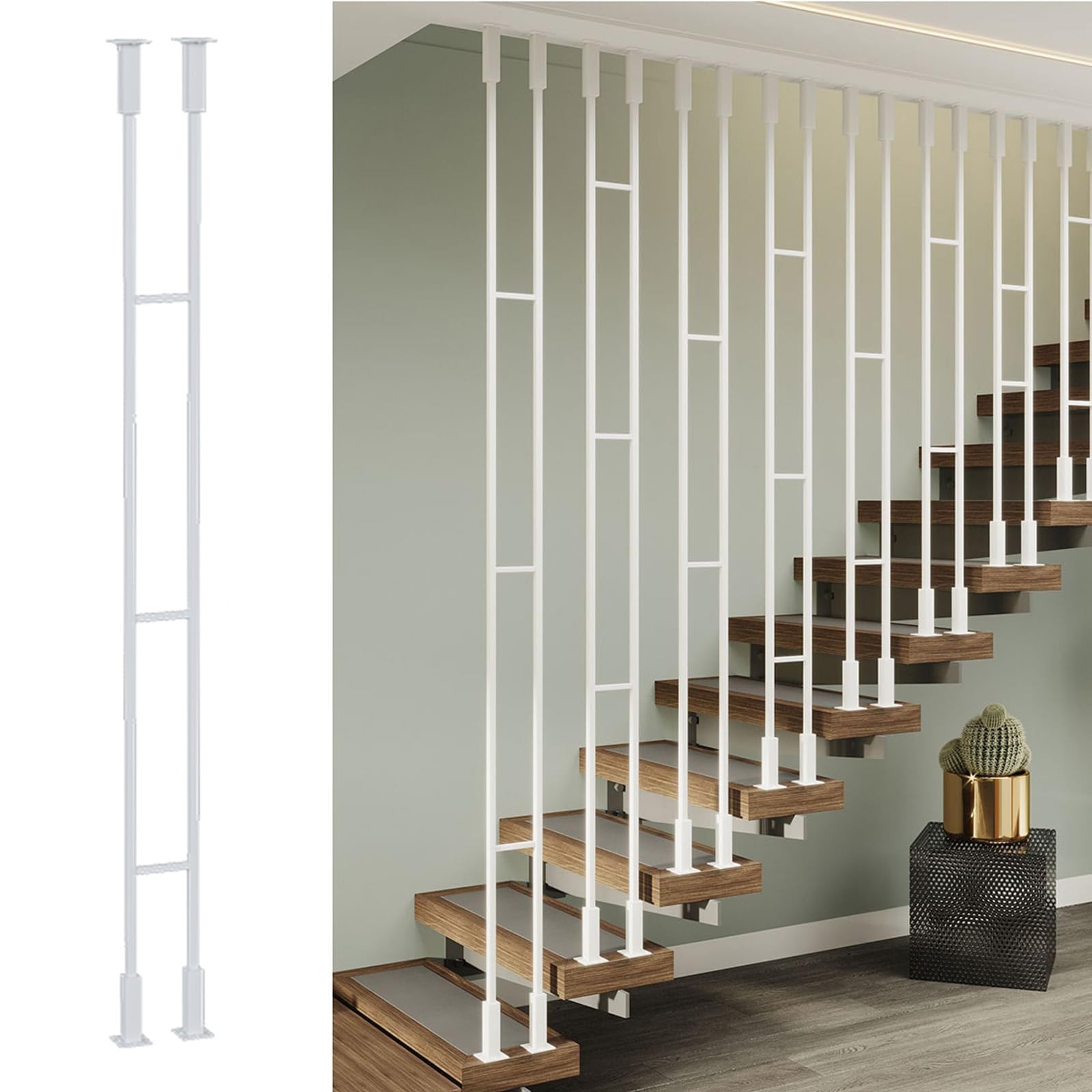 Balustre latéral de 155 cm pour escalier gain de place en métal