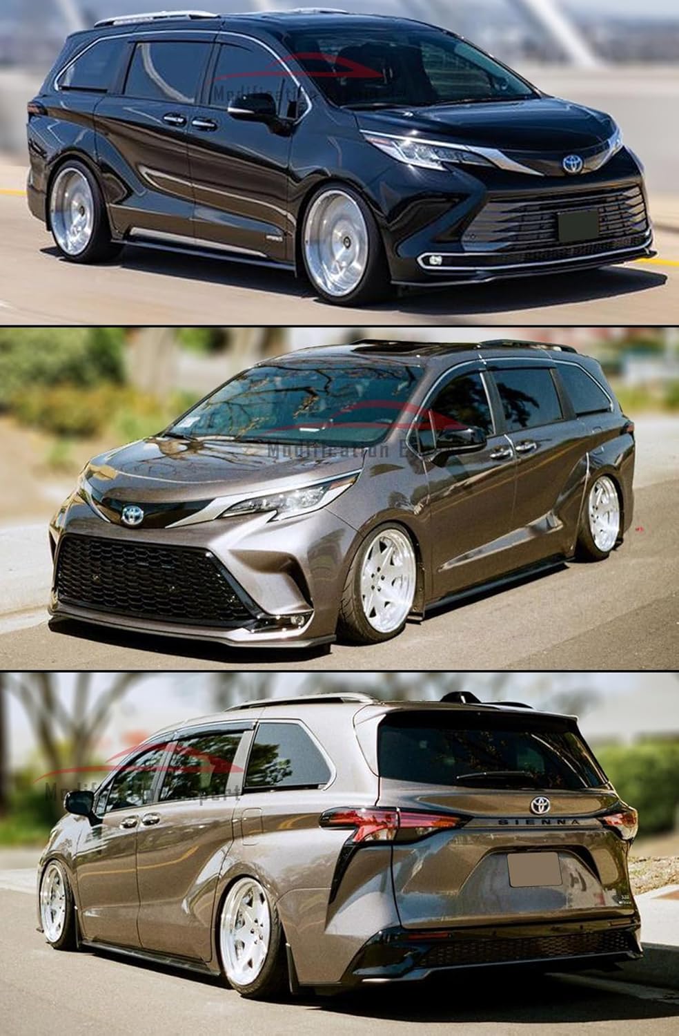 Fits for 2021-2026 Toyota Sienna JDM Chrome Trim Smoke Tinted Window Visors Rain Guards Deflectors / 2022 2023 2024 2025