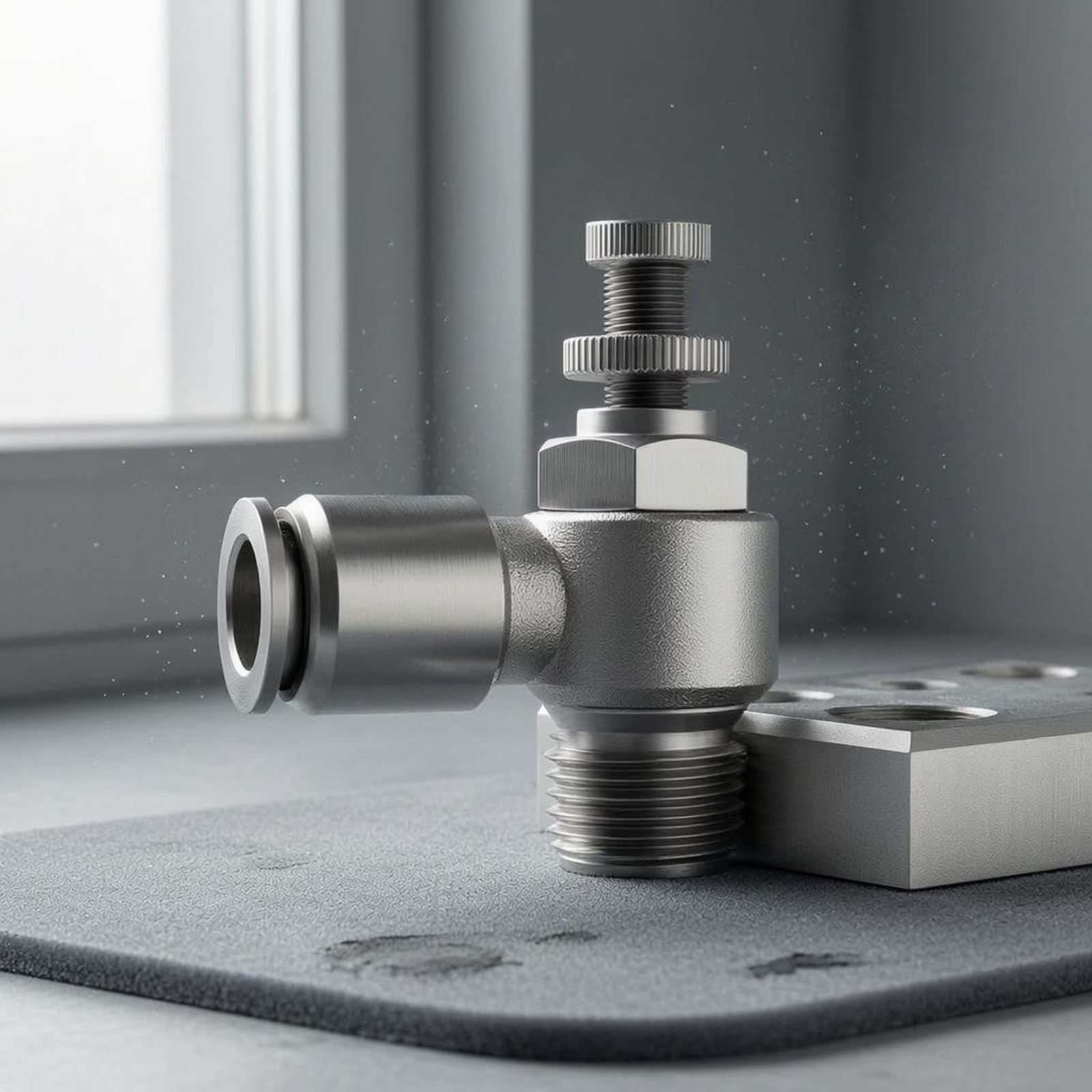 Amagogo Válvula de Control de Flujo con Control Neumático y Rosca Exterior Fabricada en Acero Inoxidable y Sello de Caucho Fácil Conexión Adecuada para, Acero Inoxidable SL12-01 10 Unidades