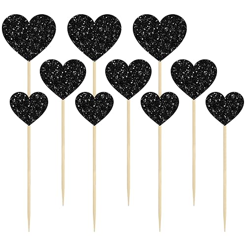 Miniatura 3 de Gyufise 30 adornos de corazón para cupcakes con purpurina de tamaño mixto con temática de dulce amor, decoración de pastel de corazón, boda,