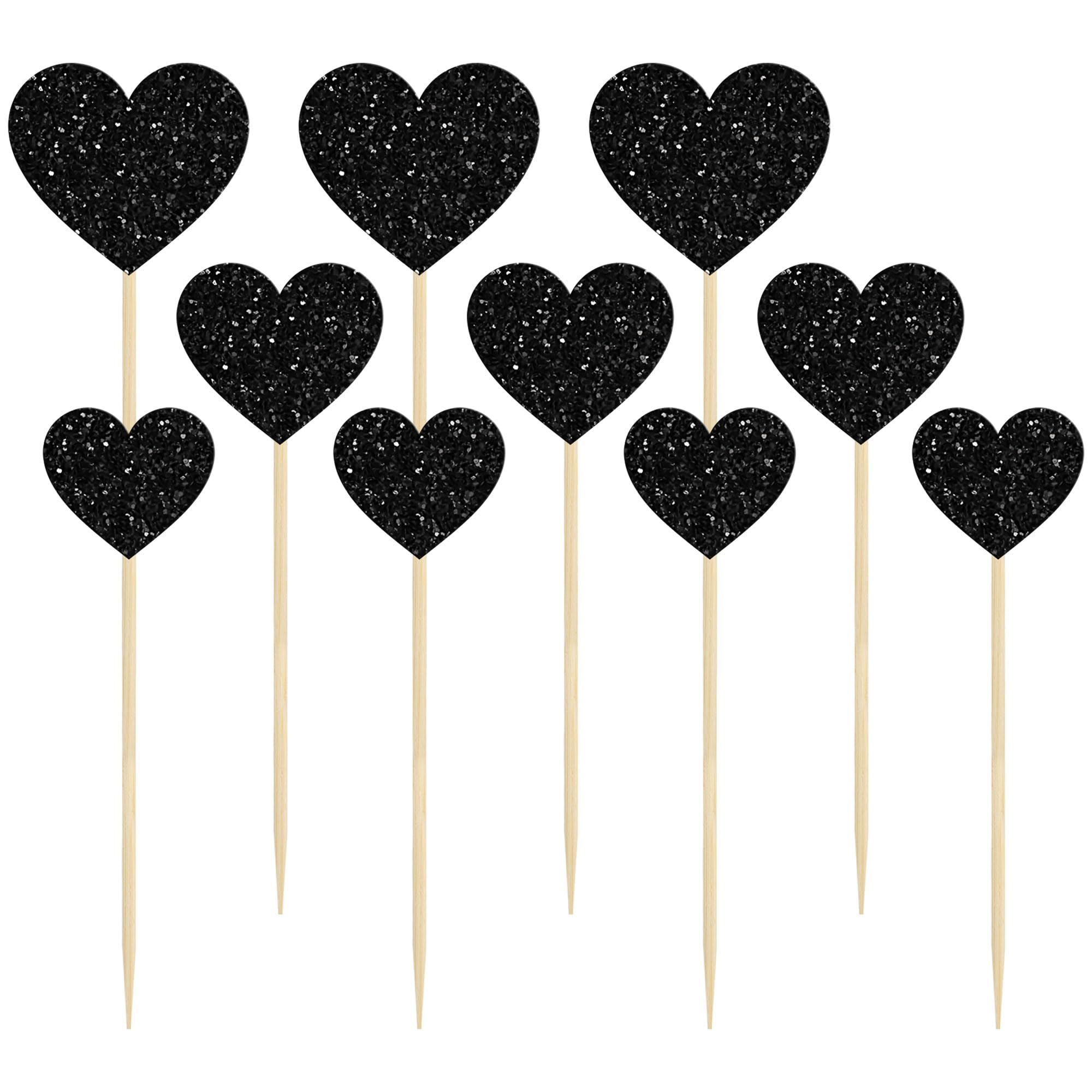 Gyufise Cupcake-Topper Herzform – Glitzernd, Gemischte Größen, 30 Stück, In Schwarz – Für Hochzeit, Verlobung, Valentinstag & Mehr Gyufise Cupcake-Topper Herzform – Glitzernd, Gemischte Größen, 30 Stück, In Schwarz – Für Hochzeit, Verlobung, Valentinstag & Mehr