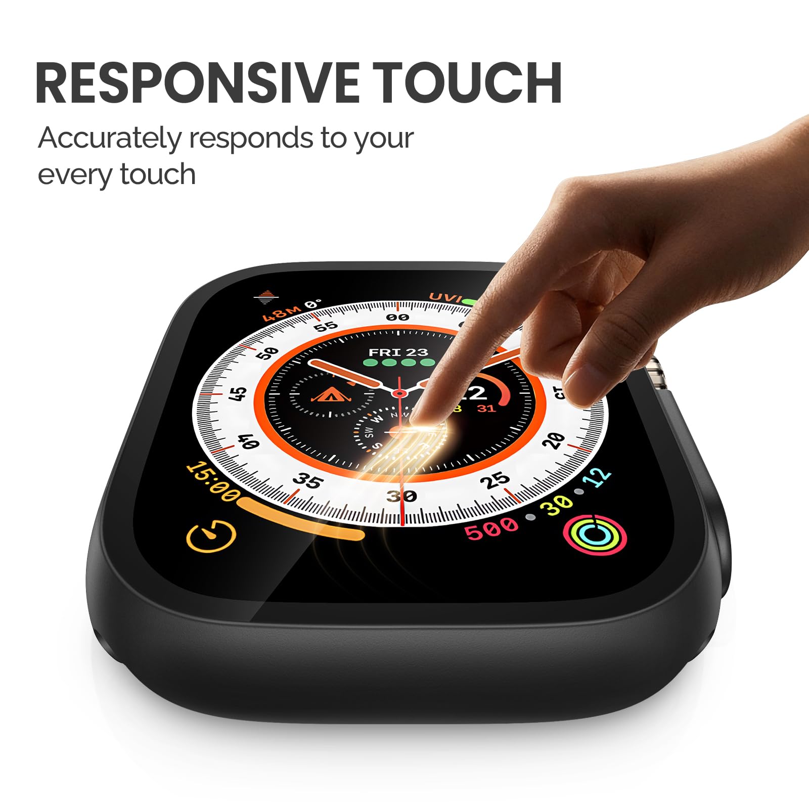 Misxi Twarde etui z poliwęglanu z wbudowanym szkłem hartowanym kompatybilne z Apple Watch Ultra 49 mm, ultracienkie etui ochronne z osłoną ekranu do iWatch, odporne na wstrząsy etui z przyciskiem,