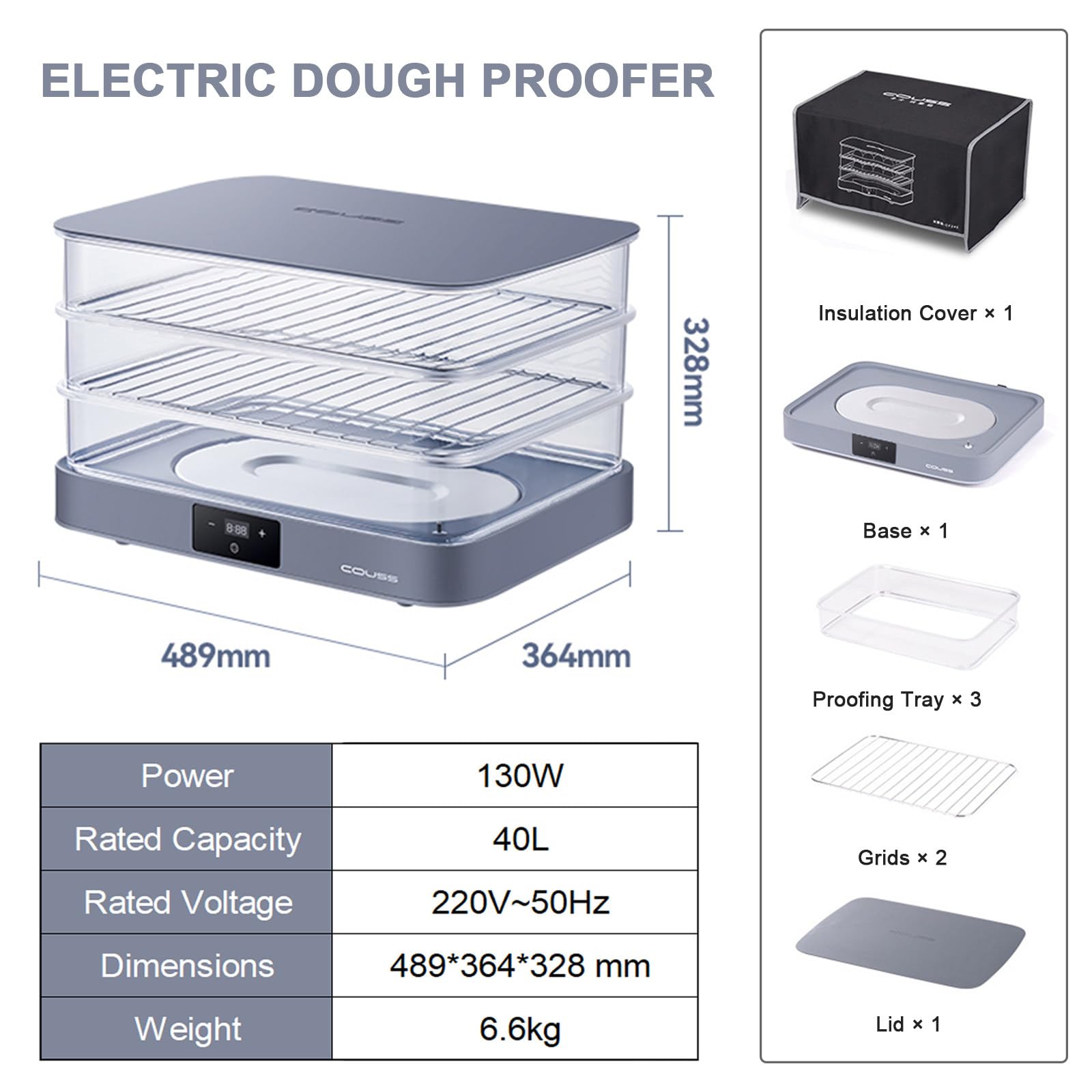 Gärbox Sauerteig & Teigbox mit Deckel – Elektronisch gesteuertes Fermentationsgerät 40L – Automatische Luftfeuchtigkeit, 24h-Timer, Transparent, für Sauerteig, Brot und fermentierte Lebensmittel