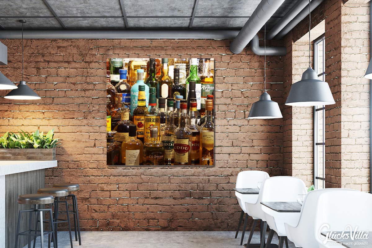 Glücksvilla - Drinks 2 - (Leinwand-Bild 5 cm, 50 x 50 cm) | div. Maße - aus DE - Kunstdruck XXL Deko Wandbild Quadrat - Getränke Bar Alkohol Restaurant