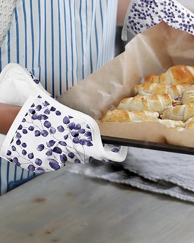 Miniatura 6 de Purple 5Pcs Pot Holders for Kitchen, Non Slip & Heat Insulation Terry Cloth Potholder Set with Pocket, Thick Hot Pad Oven Mitts Trivet Coaster for