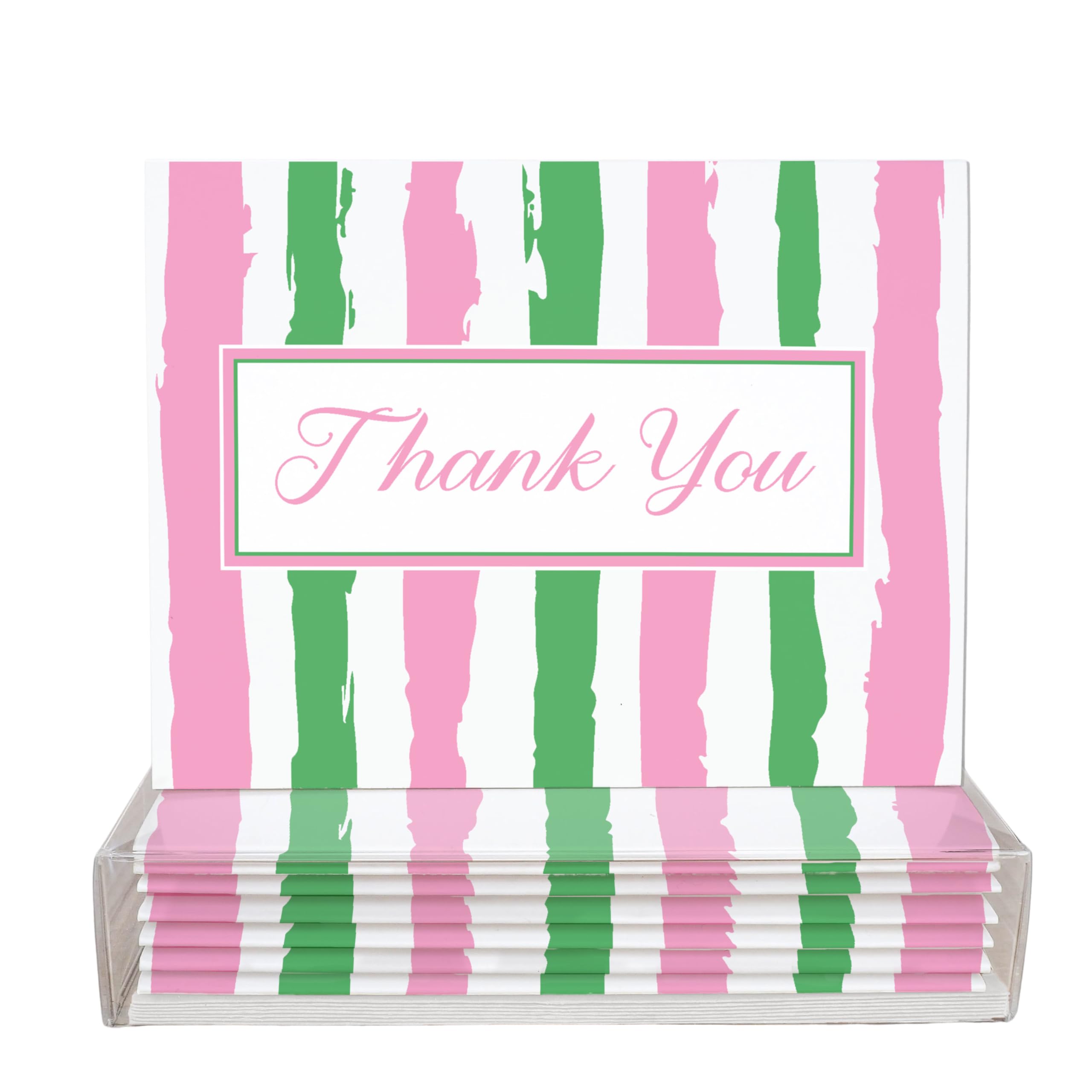 20 PC Pink and Green Thank You Notecards | Sorority Inspired | Blank Inside