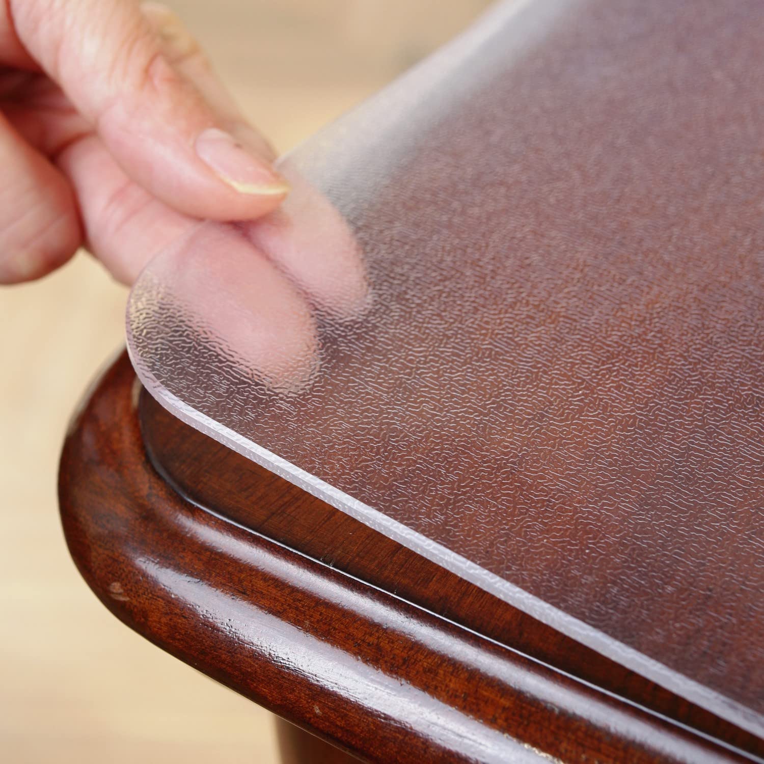 OstepDecor 1.5mm Thick Frosted Table Cover Protector, 60 x 40 Inches, Transparent Table Cover, Heavy Duty PVC Table Protector, Dining Table Protective Cover