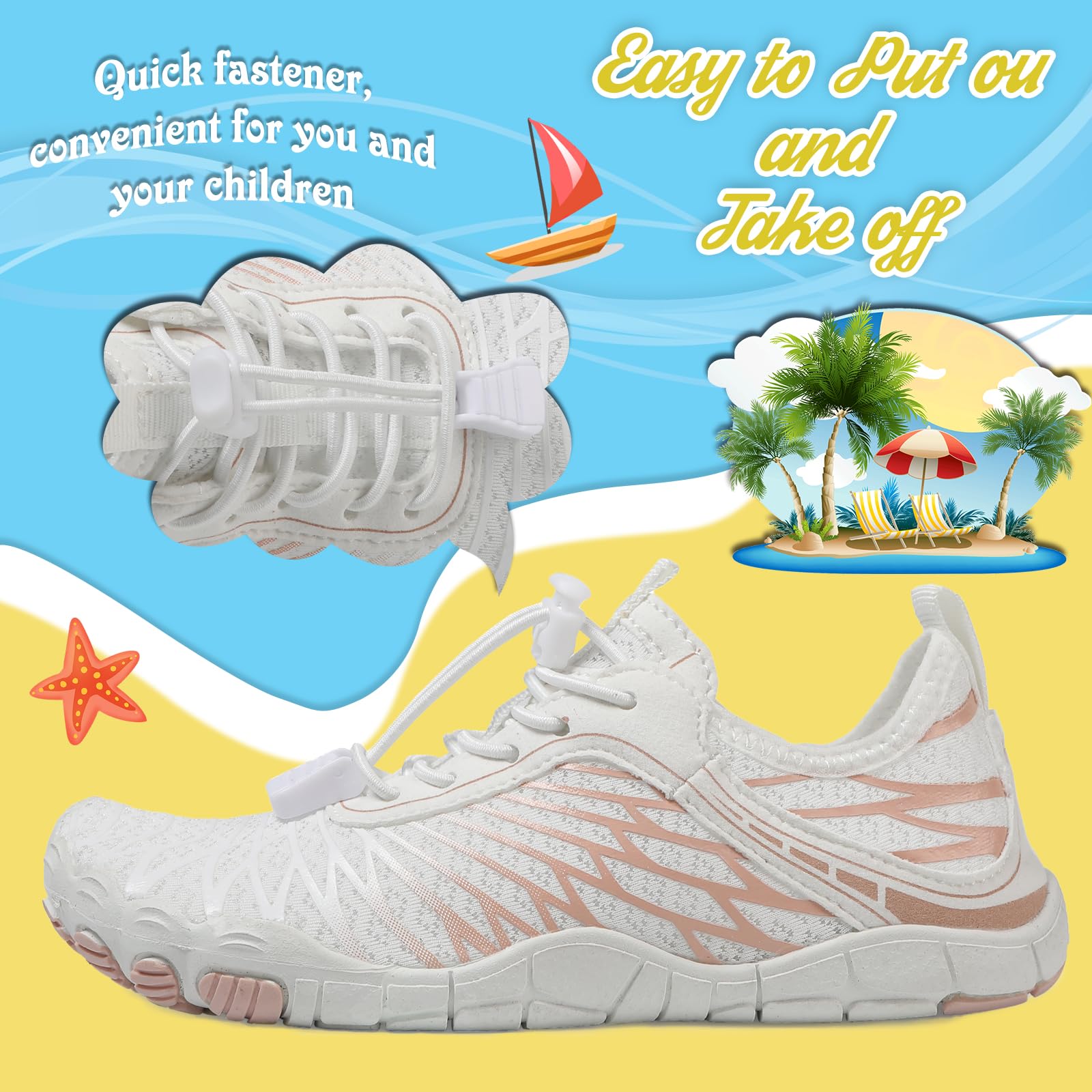 AONETIGER Zapatos descalzos para niños, transpirables, de secado rápido, antideslizantes, tallas 26-35