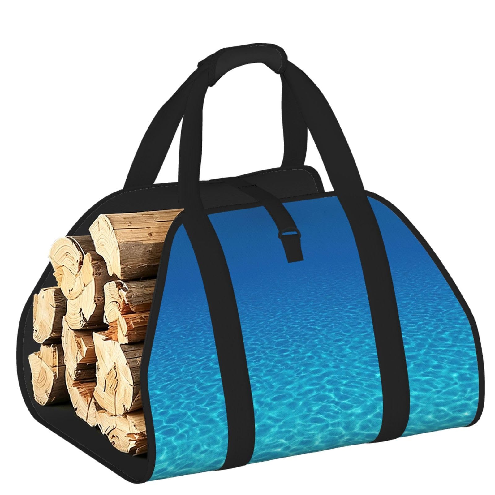Tranquil Underwater Scenery Print Firewood Bag Wood Carrier Transport Sack Camping Picnic Storage Daily Home