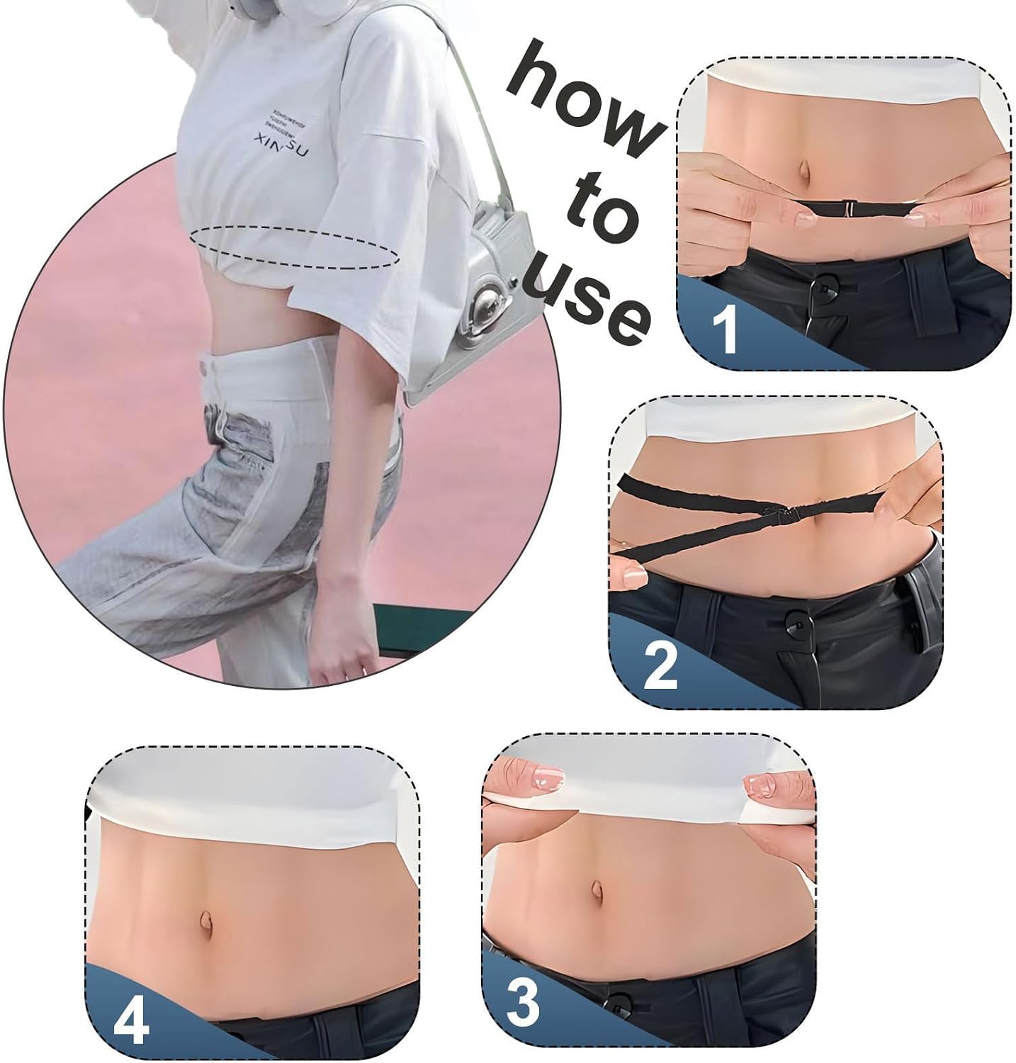 Sweater Tuck Band Adjustable Elastic Band Tool for Shirts & Sweaters Suitable for waist size between 23'' - 50''