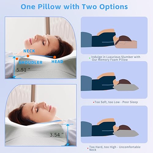 Miniatura 5 de Almohada cervical cervical para aliviar el dolor de cuello y hombros, almohada ergonómica de espuma viscoelástica, almohada cervical para dormir de
