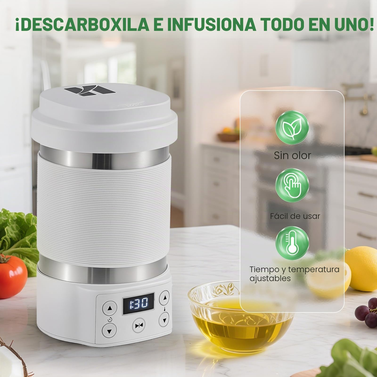 Huanyu Decarboxylator para hierbas Máquina de infusión de aceite de hierbas con taza de silicona Herb Butter Maker Decarboxylator de hierbas e infusor con colador