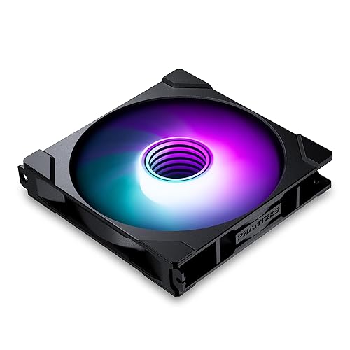 PHANTEKS M25 Gen2 PC Fan 140mm RGB – Reverse Blade Gaming PC Fan Black | PWM Fan - up to 1,800 RPM - Modular System - High Airflow - Low Vibration - Quiet - 140mm - Single Pack - Black