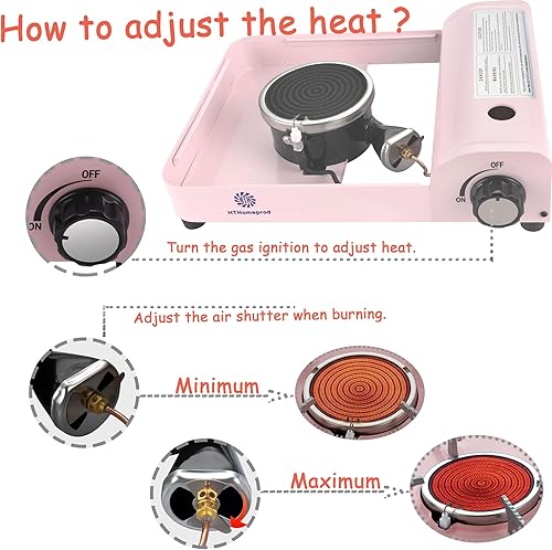 Miniatura 3 de Estufa de butano portátil a prueba de viento quemador infrarrojo cocina al aire libre senderismo picnic estufas de camping compactas color rosa con