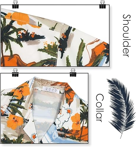 Miniatura 6 de ELETOP Camisa hawaiana para hombre, camisas de playa tropical, manga corta, Aloha floral, camisas con botones