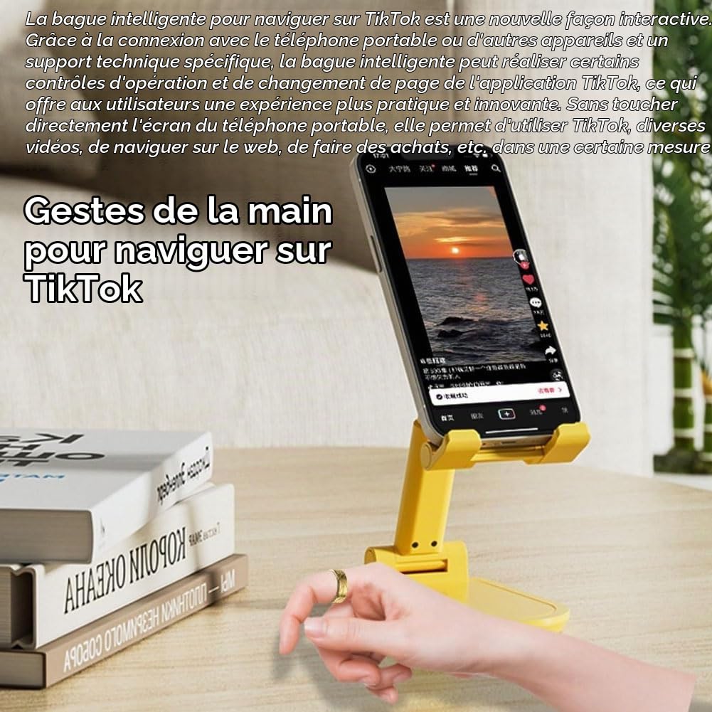 Bagues Connectées pour Femmes et Hommes, Bague Connectée avec Boîtier de Recharge, Surveillance du Rythme Cardiaque et du Sommeil Commande Gestuelle étanche Jusqu'à 5 ATM Gold 10#