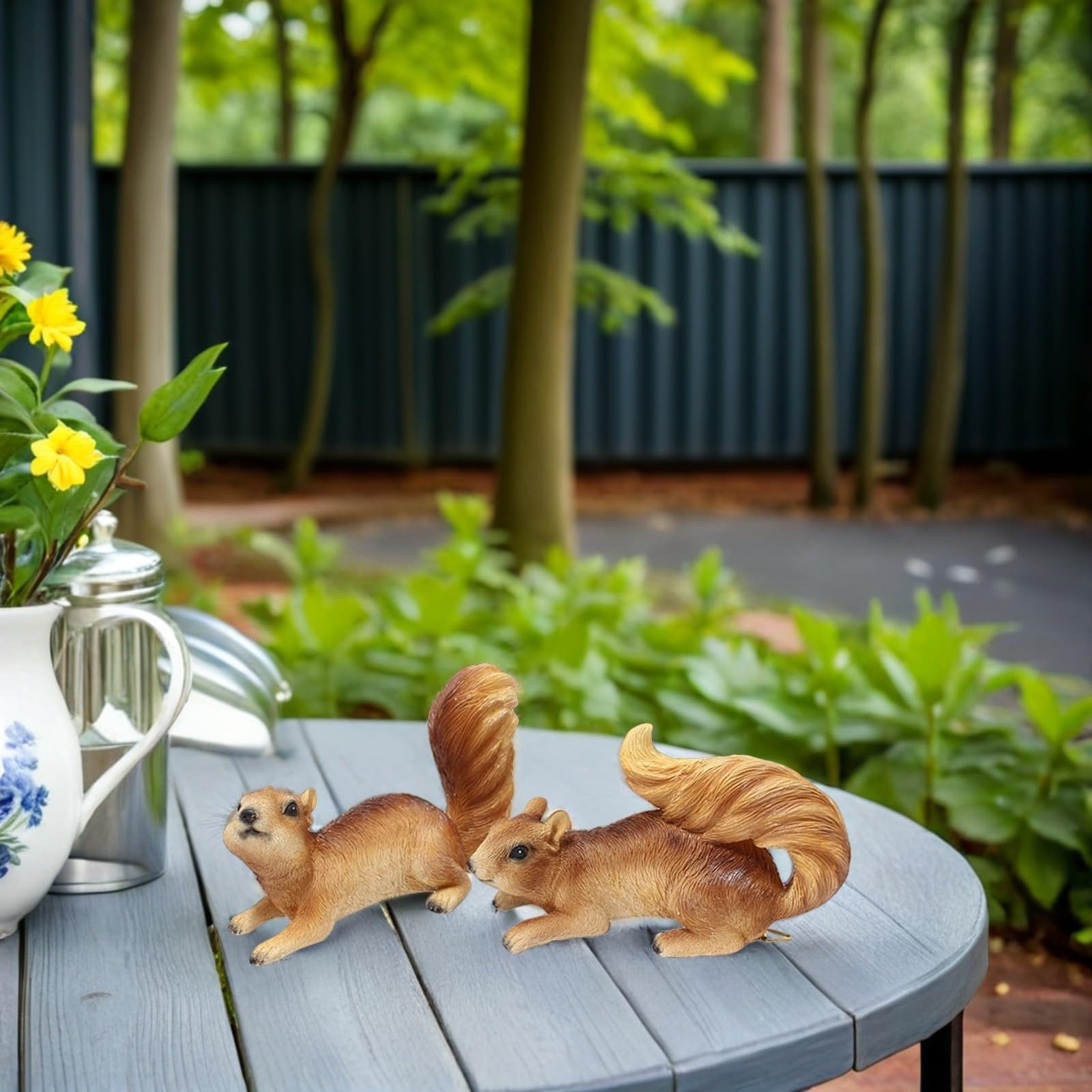 Beavorty 4 Stück Realistische Eichhörnchen Harzfigur, Orange