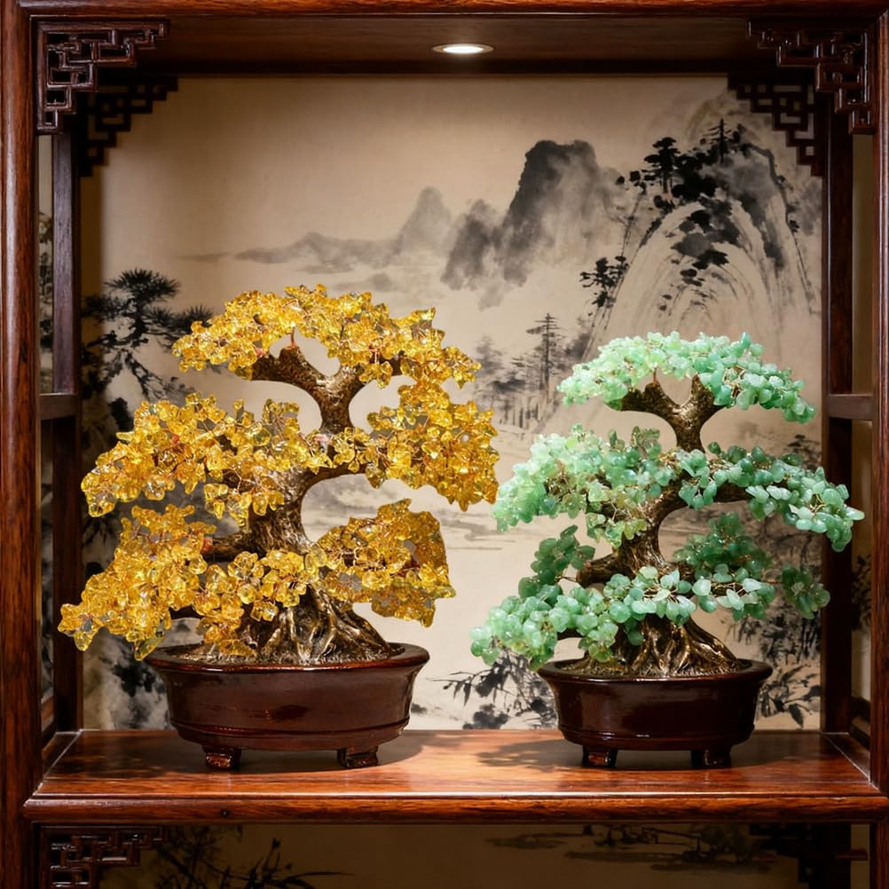 Zielony awenturyn Feng Shui kryształy lecznicze drzewo życia kamień szlachetny kryształowe drzewo Bonsai na prezenty duchowe zielony wystrój domu obecny prezent dla mamy dla kobiet,Green