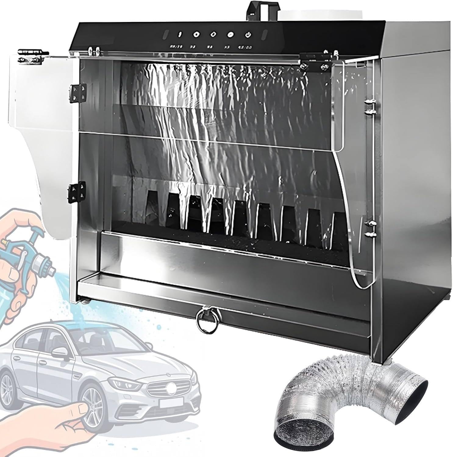 LYAYYDS Waterfall Airbrush Spray Booth 180W 2200 L/H Flow, 33cm Workbench with 3 LED Lights, Paint Booth for Hobby, RC Modeling 45x45x36cm