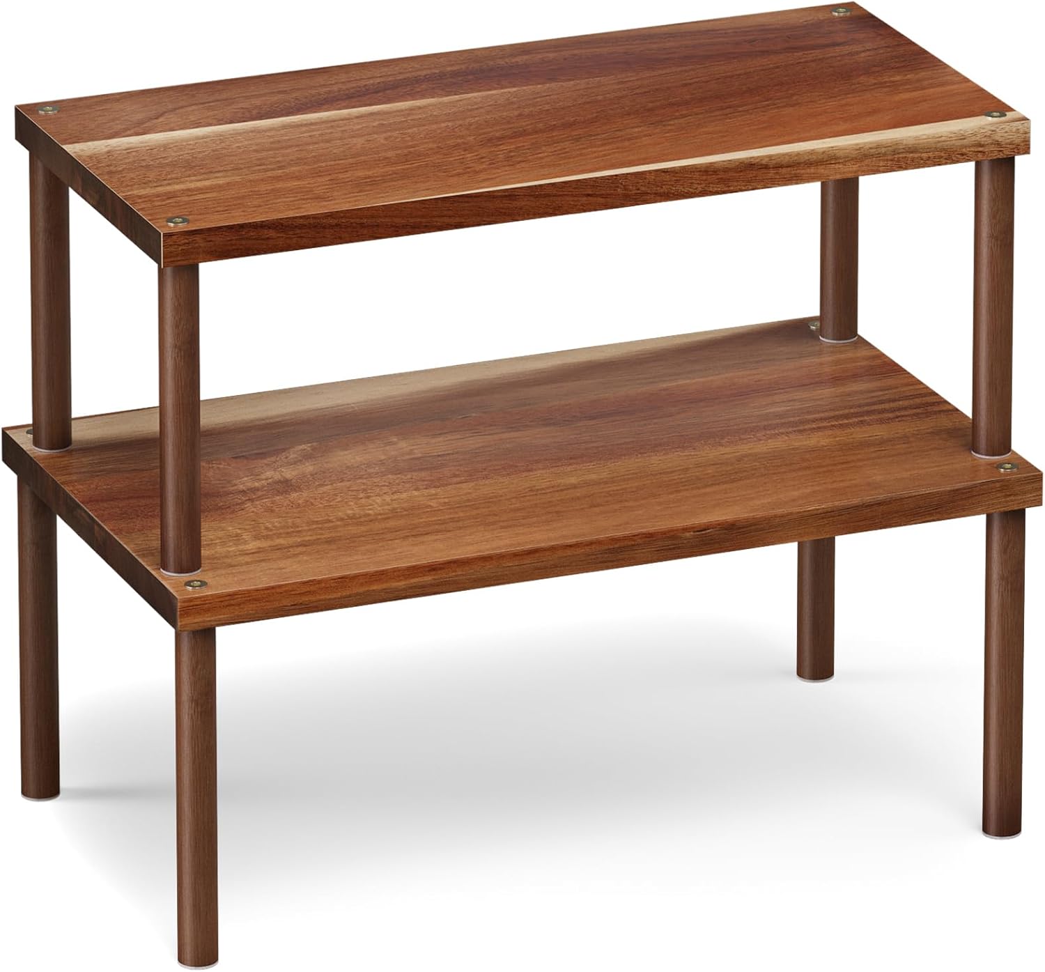 VERTORGAN Cabinet Organizer Shelf(Set of 2),Kitchen Counter Shelves,Acacia Wood Spice Rack Countertop and Cabinet,Stackable Expandable,Large