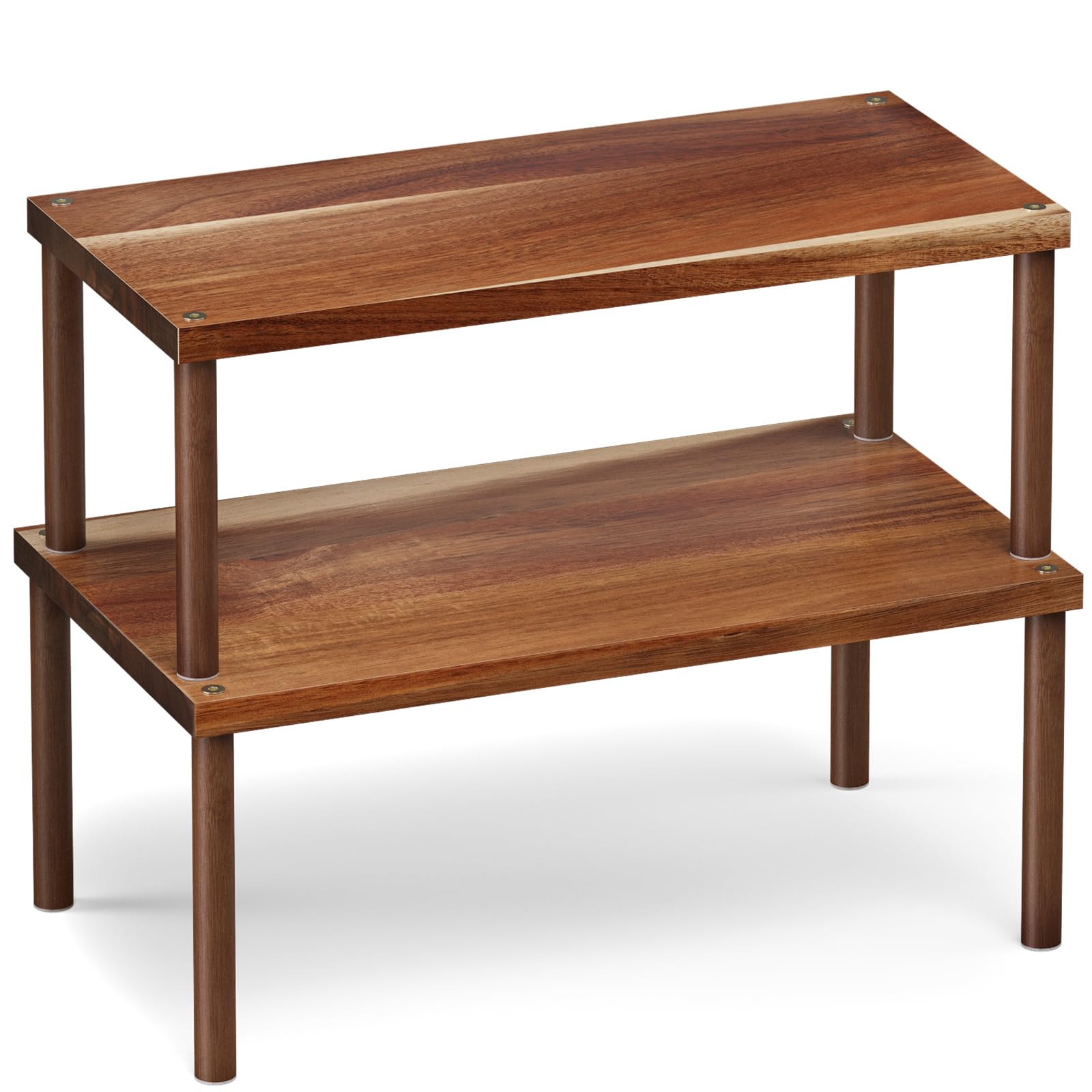 Fibogollo Cabinet Organizer Shelf(Set of 2),Kitchen Counter Shelves,Acacia Wood Spice Rack Countertop and Cabinet,Stackable Expandable,Large