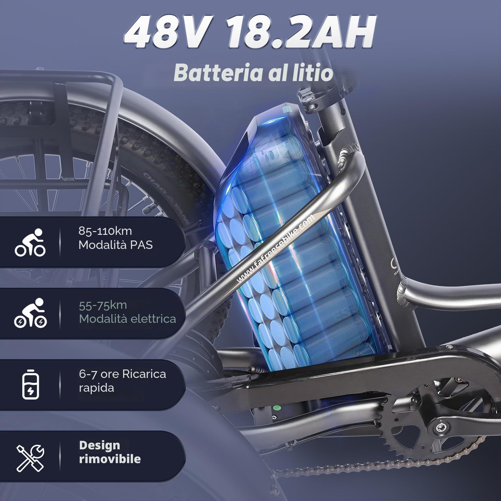 Fafrees F20 Mate Triciclo Elettrico Pieghevole, per Adulti Anziani, Batteria 48V/18.2Ah, Gomme 20 * 3.0", Autonomia 60-110KM
