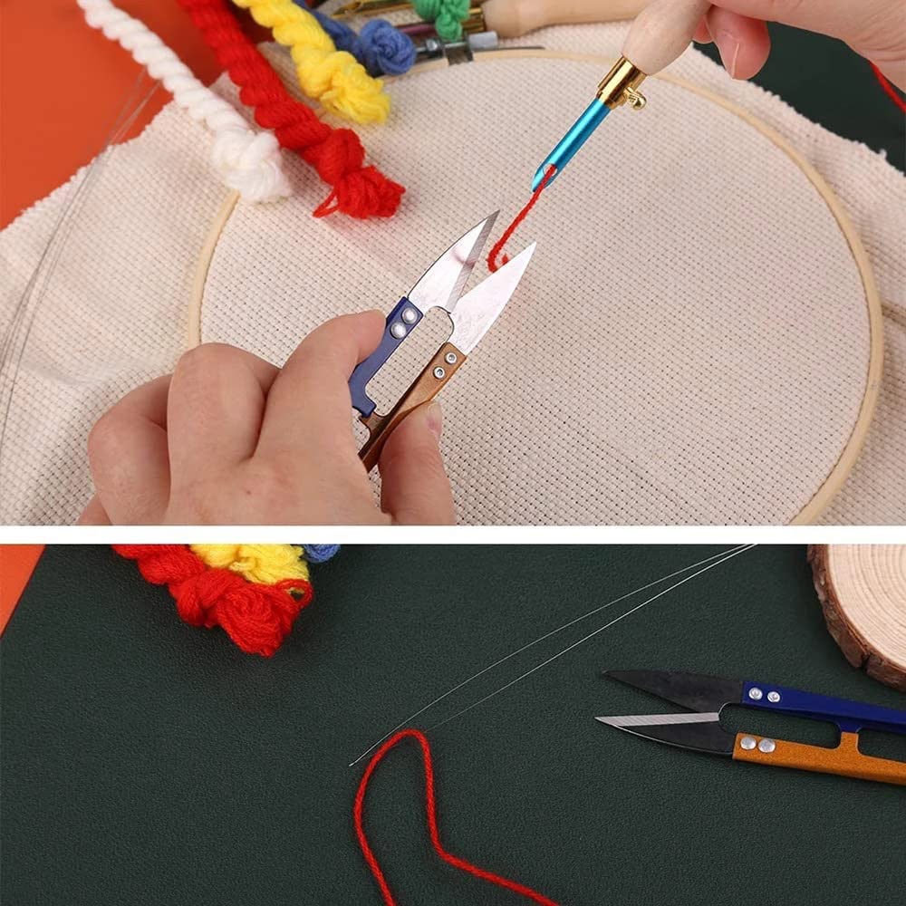 8KLANMMQ Ensemble de broderie pour loisirs créatifs, aiguille, fil à broder, ciseaux, enfile-aiguille pour broderie (couleur : taille A : comme indiqué)