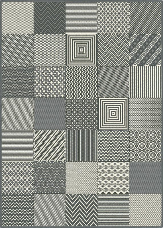 SrS Rugs® Luna Collection, Living Room Rugs, Hallway Runners, with Soft Smooth 8mm Pile. Contemporary Borders Design. 7 Colours, 9 Sizes (Square Patch Grey, 160cm x 225cm) — image 1