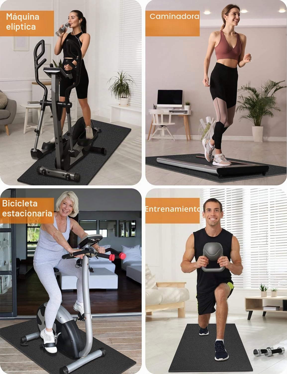 Esterilla de protección para equipos de fitness - PVC de alta densidad, 152 x 76 cm x 6 mm, alfombrilla debajo de cinta de correr