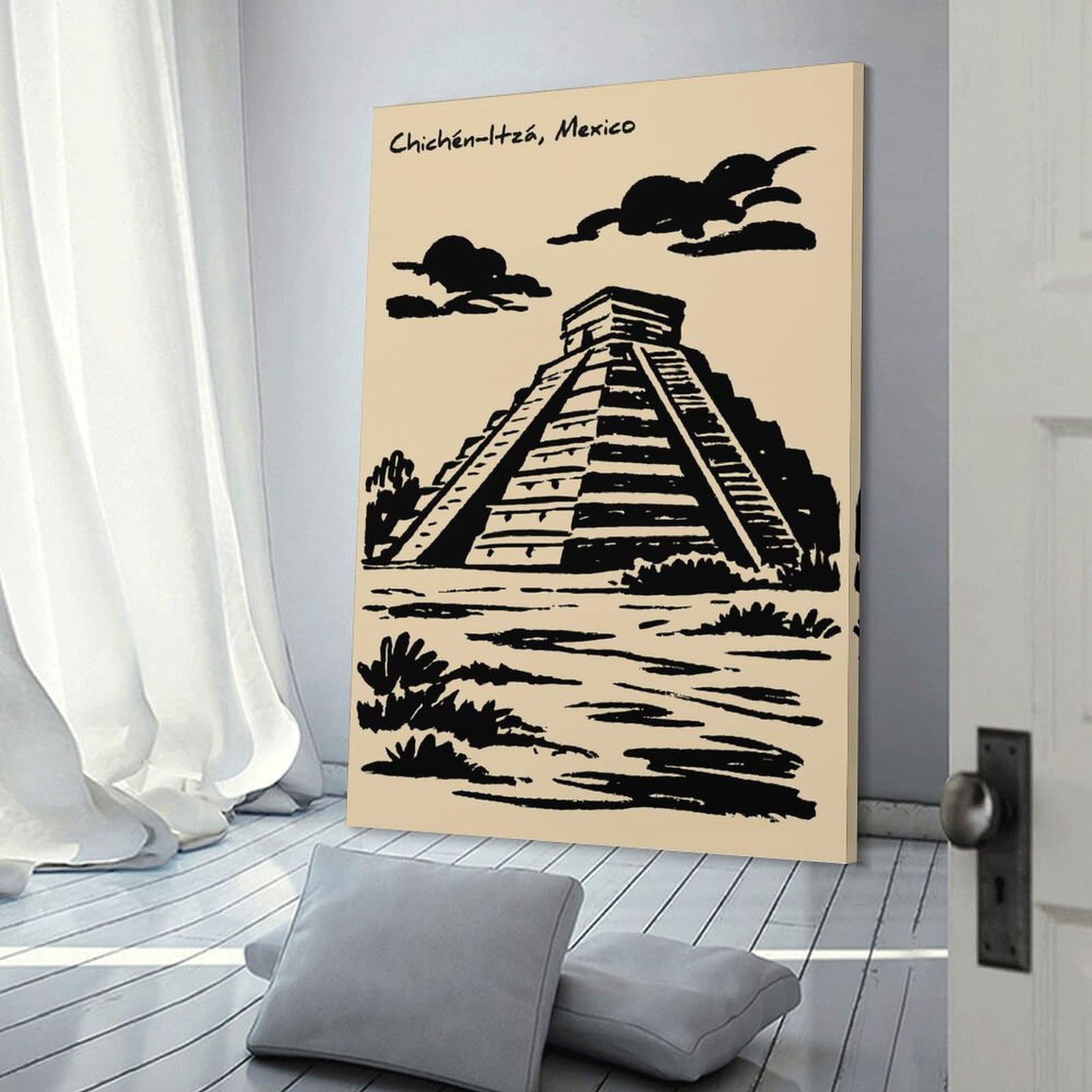 Junmoney Canvas Art Print Chichen Itza Pyramid in Mexico, 24x36inch(60x90cm), for Small Homes, Bedrooms Or Open Spaces, A Simple Refresh for Blank Walls