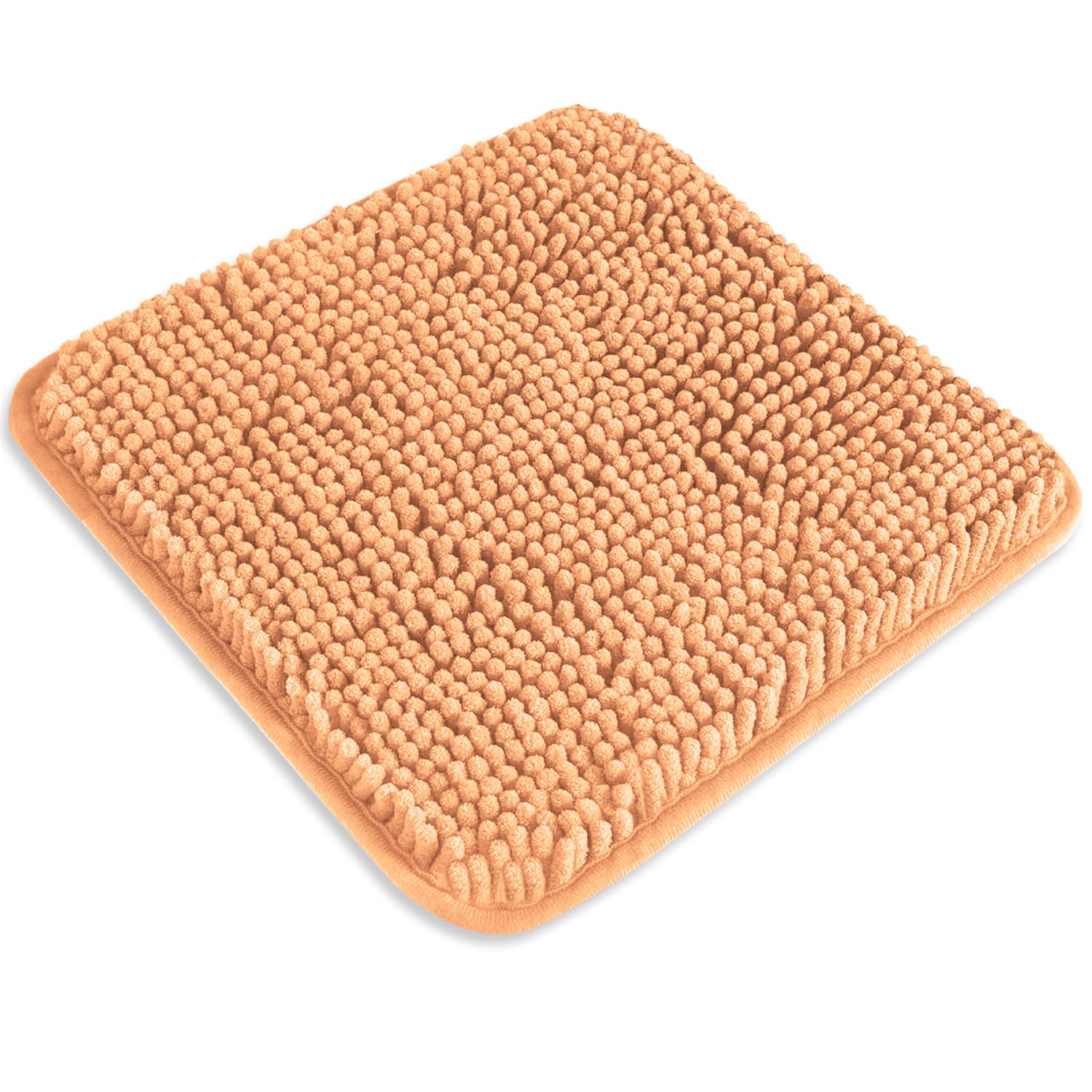 PureSwan Small Bathroom Rug 12"x12" – Washable and Absorbent Mini Bath Mat, Non Slip, Thick Soft Chenille Bath Rugs for Bathroom, Shower, Locker Rug(Peach)
