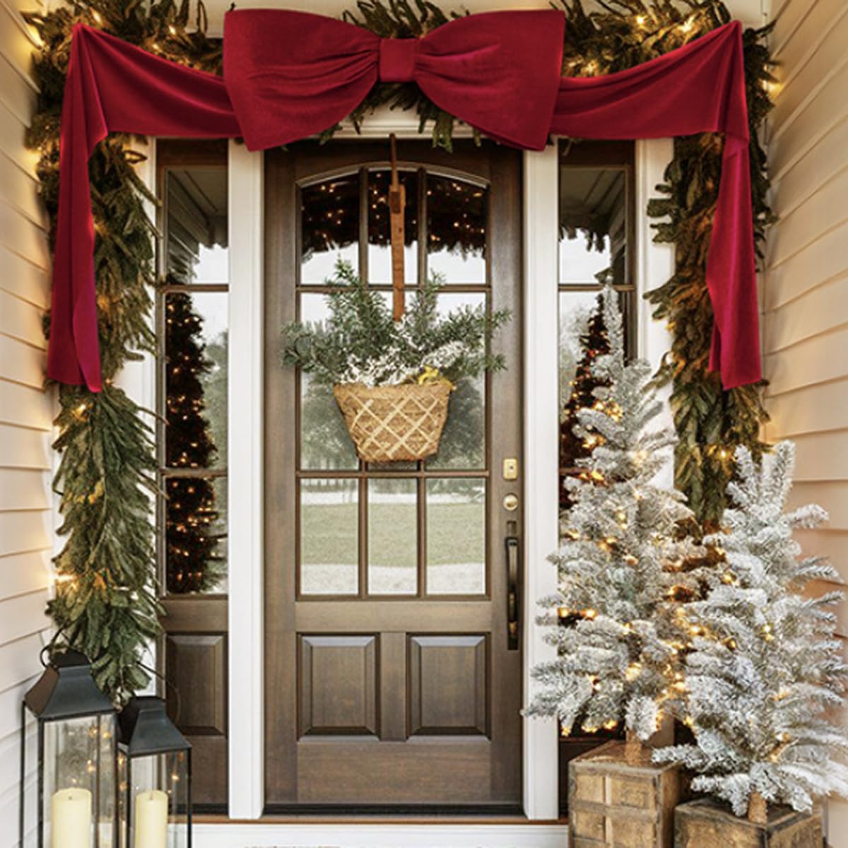 Lazo Gigante para árbol - 180 cm de Largo, de Tela, no se deforma. Ideal para Decorar árboles, Cortinas, Puertas y Fiestas, champán