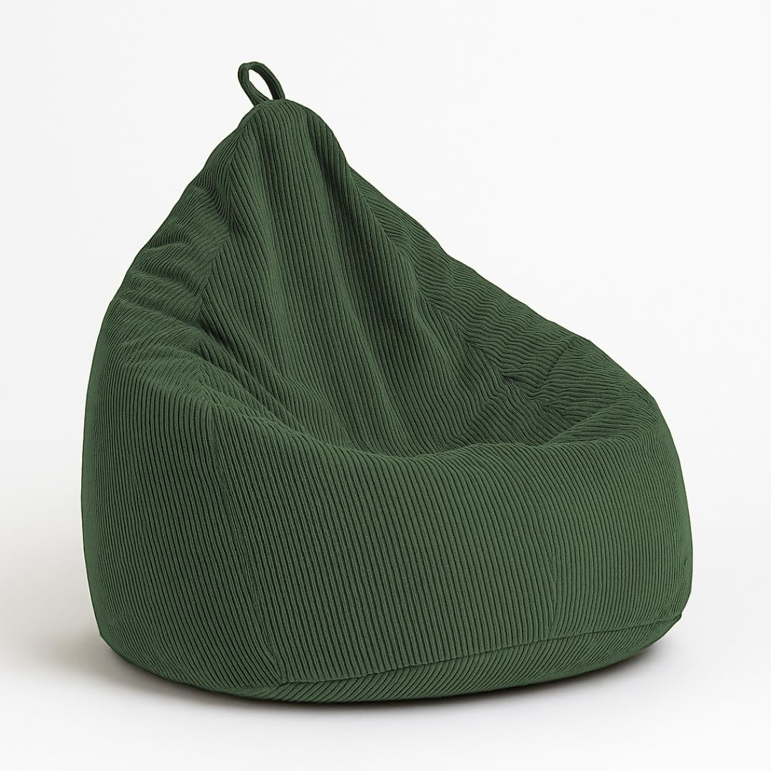 chilly pilley® Puf de Pana con Relleno de EPS - cojín de Asiento, cojín de Juego, Muchos Colores, 85x125 Verde Oscuro